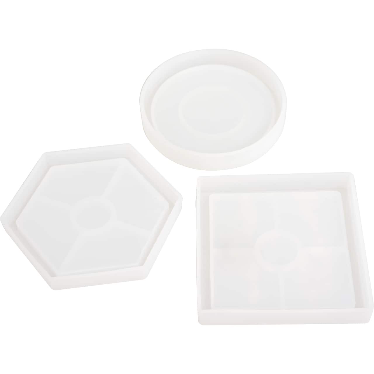 American Crafts™ Color Pour Resin Circle, Square & Hexagon Coaster Mold Set